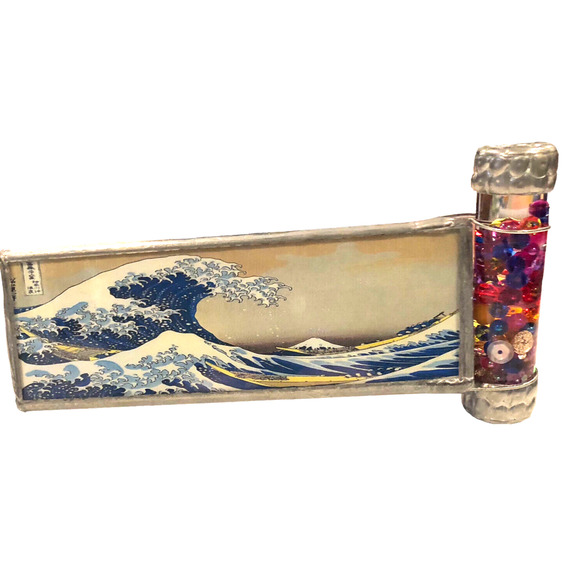 Kaleidoscope By Fantasy Glass Works The Great Wave Hokusai Three Mirror System - Picture 1 of 11